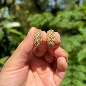 18K Gold Plated Stainless Steel Diamond Hoop Earrings
